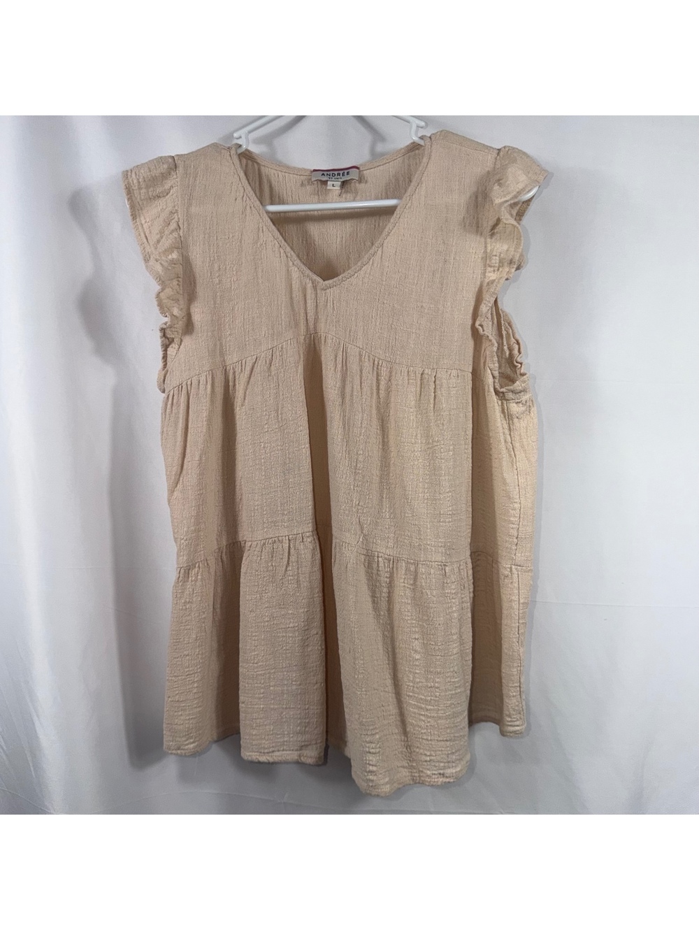Andrée by Unit Women’s L Beige Ruffle Tiered Top